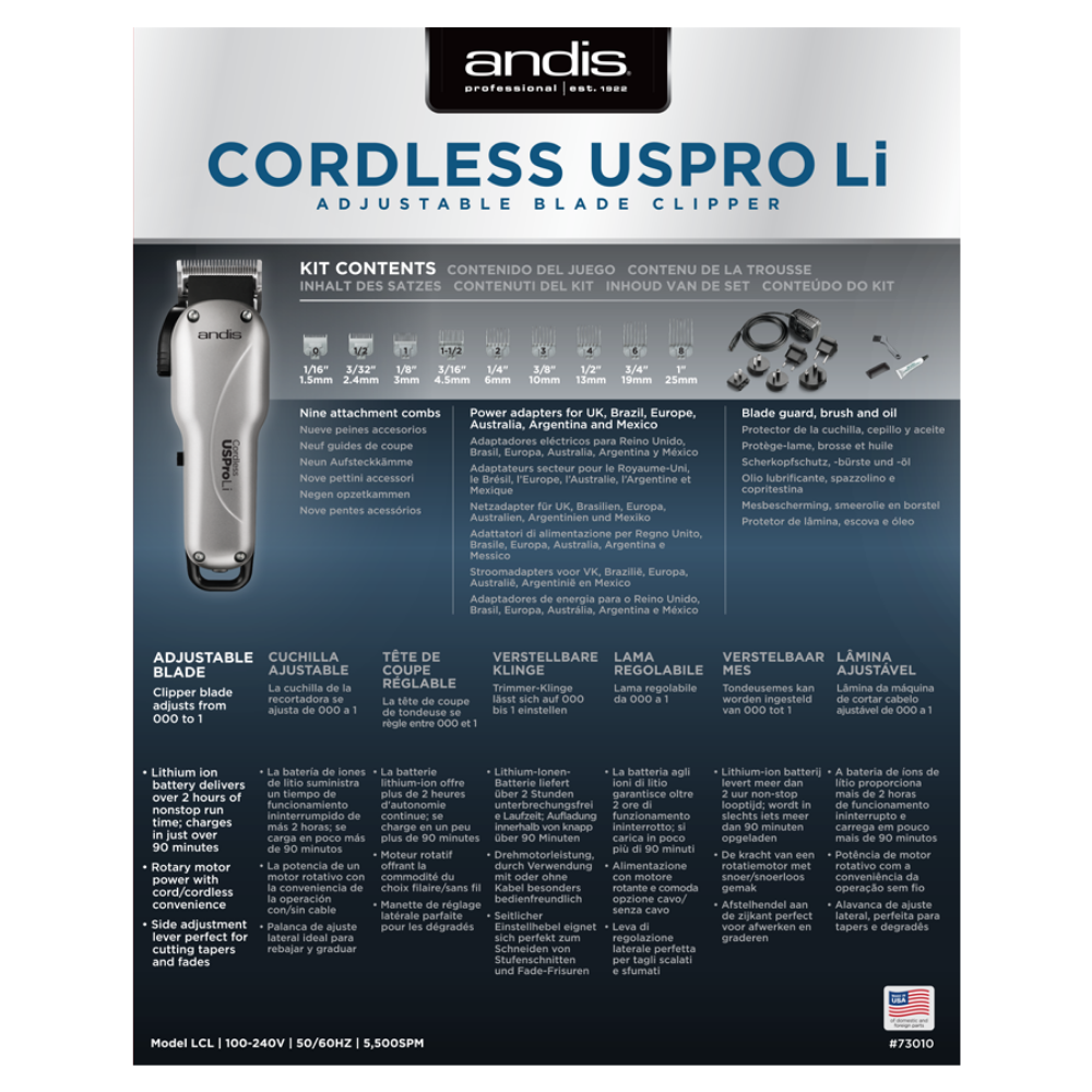 Andis US Pro Li 73010 Cordless Adjustable Blade Clipper