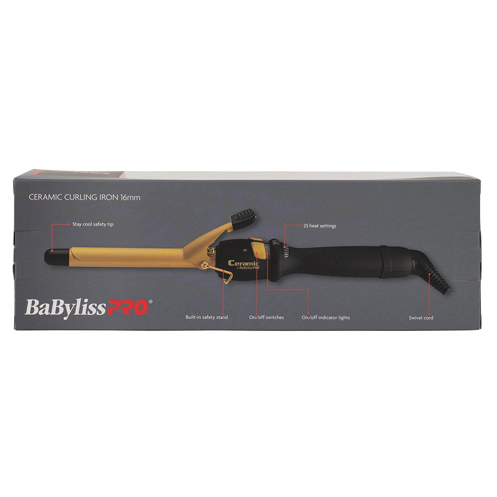 BaByliss PRO Ceramic Gold Curling Iron - 16mm