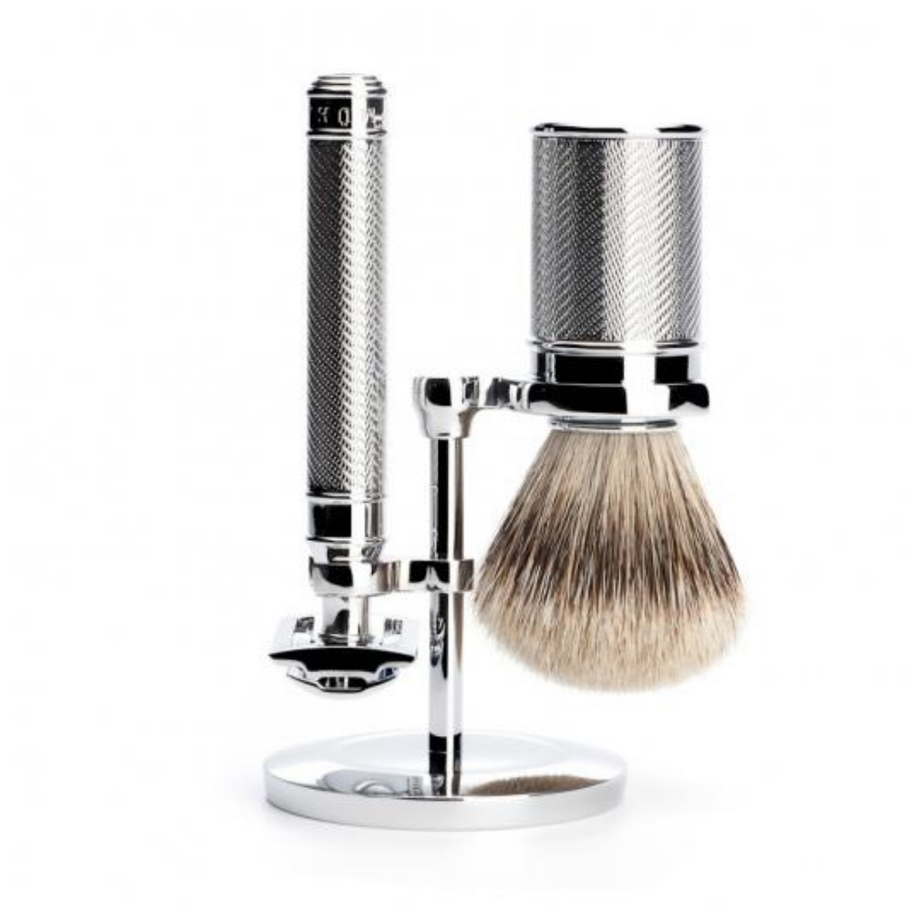 Muhle Razor & Brush Stand Chrome RHMSRSET